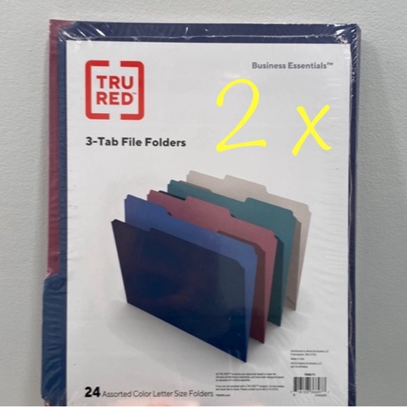 NWT TRURED 3 Tab File Folders 24 Assorted Colors (2) - Picture 1 of 5